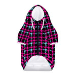 Blue Pink And Black Houndstooth Print Dog Zip Up Hoodie
