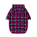 Blue Pink And Black Houndstooth Print Dog Zip Up Hoodie