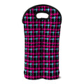 Blue Pink And Black Houndstooth Print Double Neoprene Wine Tote