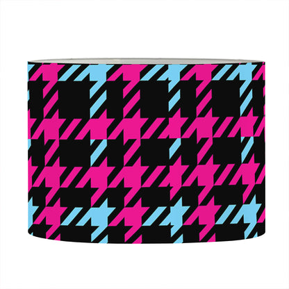 Blue Pink And Black Houndstooth Print Drum Lamp Shade