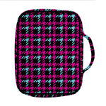 Blue Pink And Black Houndstooth Print Front Pocket Bible Bag