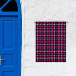 Blue Pink And Black Houndstooth Print Garden Flag