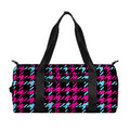 Blue Pink And Black Houndstooth Print Gym Bag
