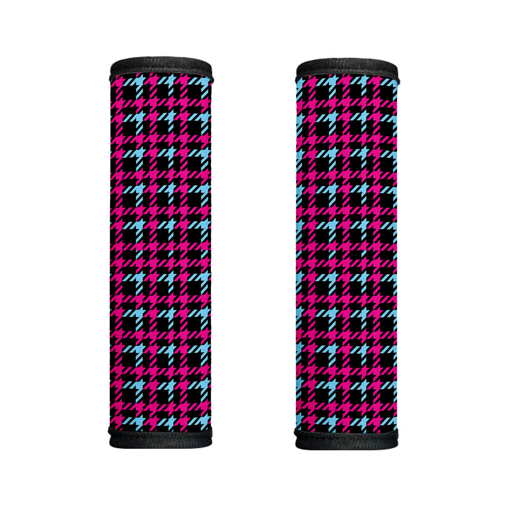 Blue Pink And Black Houndstooth Print Handle Covers