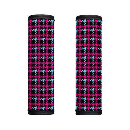 Blue Pink And Black Houndstooth Print Handle Covers