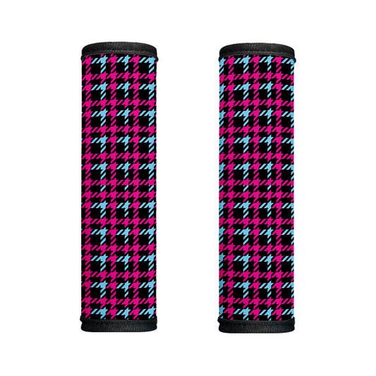 Blue Pink And Black Houndstooth Print Handle Covers