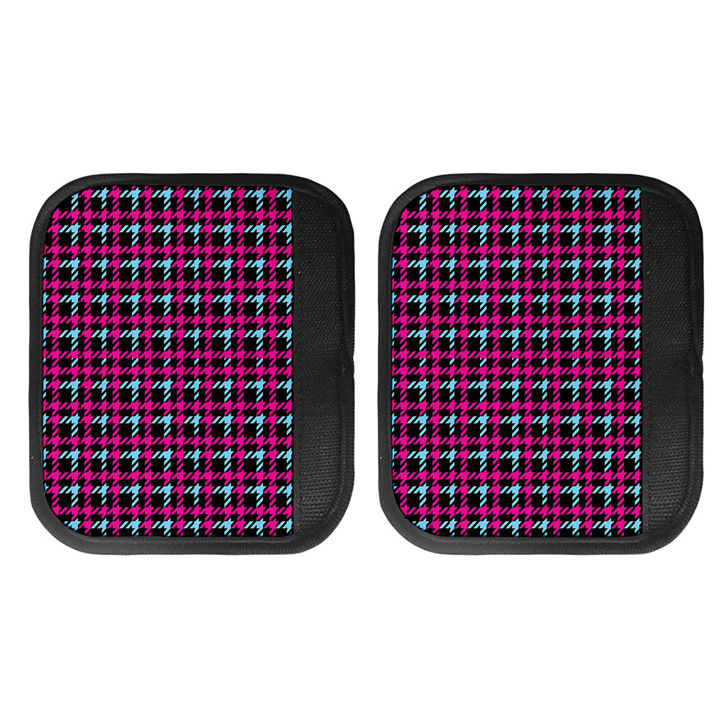 Blue Pink And Black Houndstooth Print Handle Covers