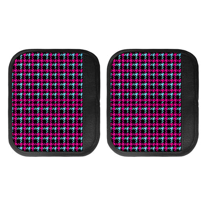 Blue Pink And Black Houndstooth Print Handle Covers