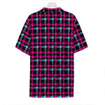 Blue Pink And Black Houndstooth Print Hawaiian Shirt