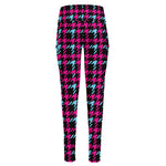 Blue Pink And Black Houndstooth Print High-Waisted Pocket Leggings
