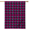 Blue Pink And Black Houndstooth Print House Flag