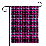 Blue Pink And Black Houndstooth Print House Flag