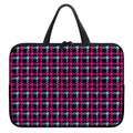 Blue Pink And Black Houndstooth Print Laptop Sleeve With Handle
