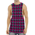 Blue Pink And Black Houndstooth Print Men's Muscle Tank Top