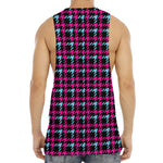 Blue Pink And Black Houndstooth Print Men's Muscle Tank Top