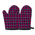 Blue Pink And Black Houndstooth Print Oven Mitts