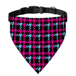 Blue Pink And Black Houndstooth Print Over The Collar Dog Bandana
