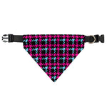 Blue Pink And Black Houndstooth Print Over The Collar Dog Bandana
