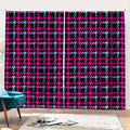 Blue Pink And Black Houndstooth Print Pencil Pleat Curtains