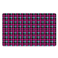 Blue Pink And Black Houndstooth Print Polyester Doormat