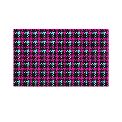Blue Pink And Black Houndstooth Print Polyester Flag