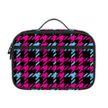 Blue Pink And Black Houndstooth Print Portable Lunch Bag
