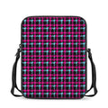 Blue Pink And Black Houndstooth Print Rectangular Crossbody Bag