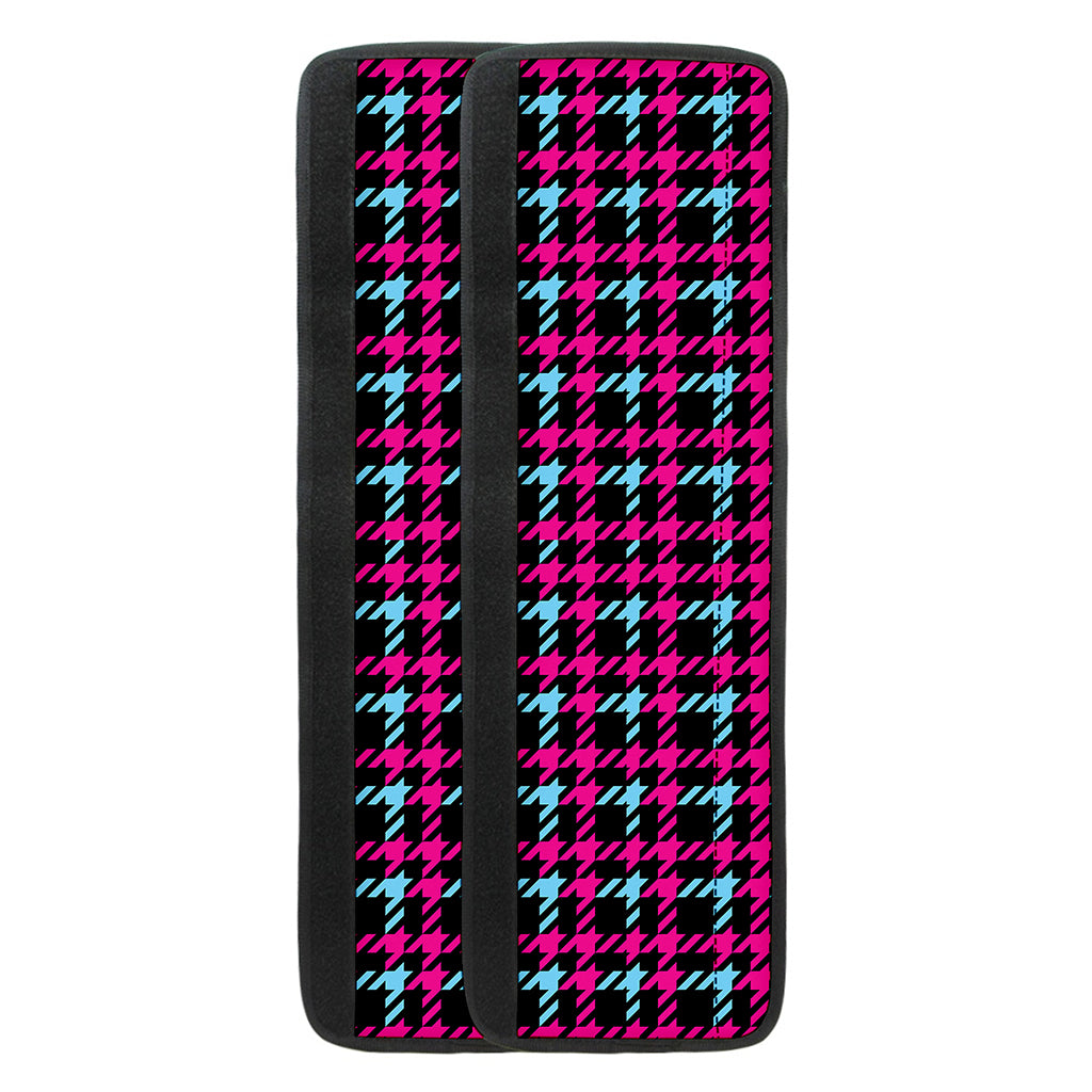 Blue Pink And Black Houndstooth Print Refrigerator Handle Covers