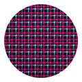 Blue Pink And Black Houndstooth Print Round Blanket