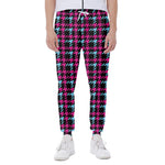Blue Pink And Black Houndstooth Print Scuba Joggers