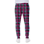 Blue Pink And Black Houndstooth Print Scuba Joggers