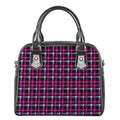 Blue Pink And Black Houndstooth Print Shoulder Handbag