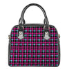 Blue Pink And Black Houndstooth Print Shoulder Handbag