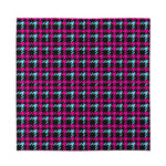 Blue Pink And Black Houndstooth Print Silk Bandana