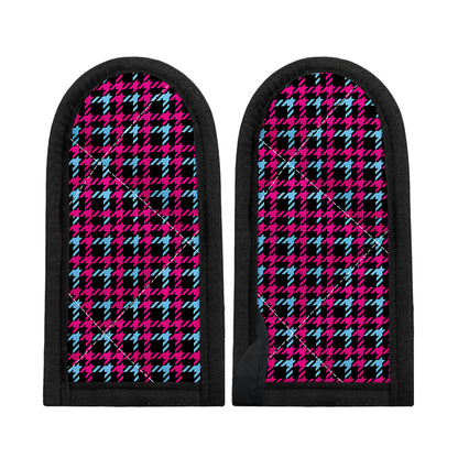 Blue Pink And Black Houndstooth Print Skillet Handle Cover
