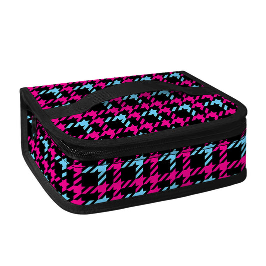 Blue Pink And Black Houndstooth Print Small Lunch Bag