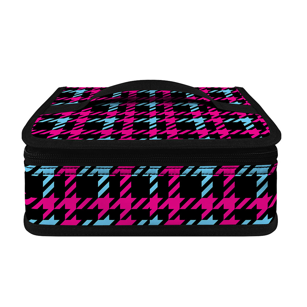 Blue Pink And Black Houndstooth Print Small Lunch Bag