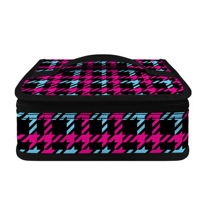 Blue Pink And Black Houndstooth Print Small Lunch Bag