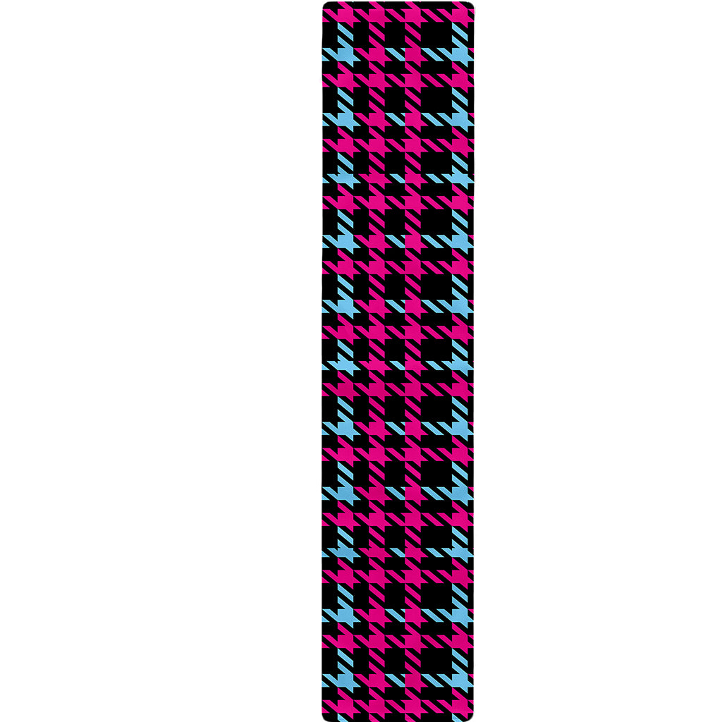 Blue Pink And Black Houndstooth Print Table Runner
