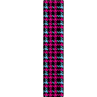 Blue Pink And Black Houndstooth Print Table Runner