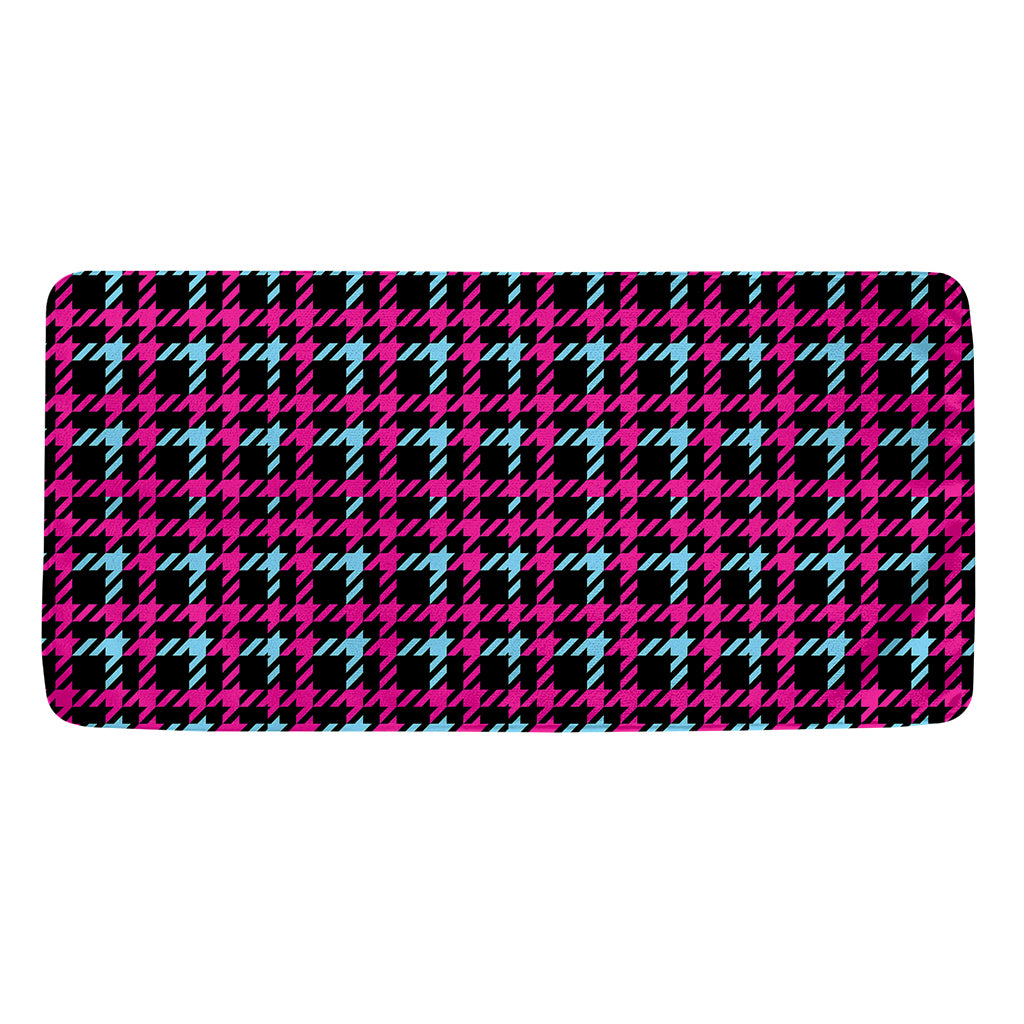 Blue Pink And Black Houndstooth Print Towel