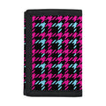 Blue Pink And Black Houndstooth Print Trifold Wallet