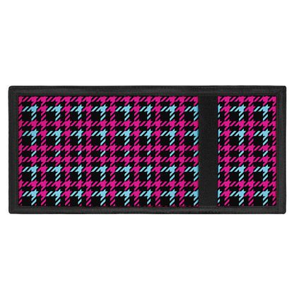 Blue Pink And Black Houndstooth Print Trifold Wallet