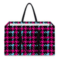 Blue Pink And Black Houndstooth Print Utility Tote Bag