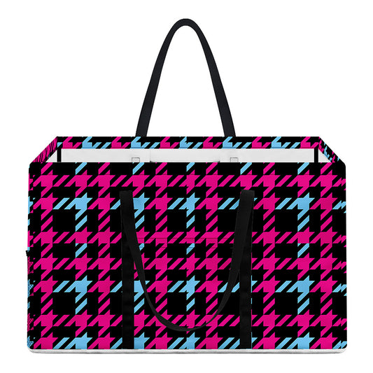 Blue Pink And Black Houndstooth Print Utility Tote Bag