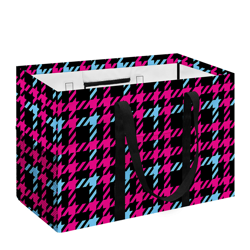 Blue Pink And Black Houndstooth Print Utility Tote Bag
