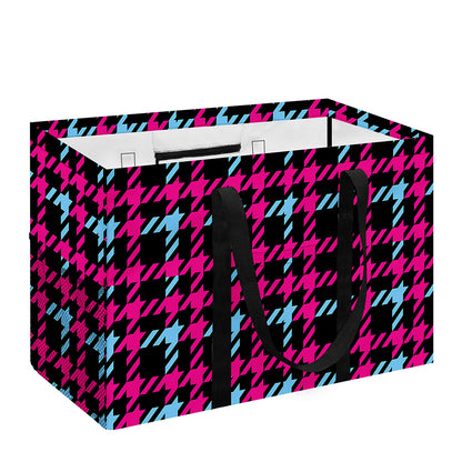 Blue Pink And Black Houndstooth Print Utility Tote Bag