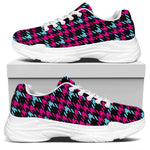 Blue Pink And Black Houndstooth Print White Chunky Shoes