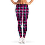 Blue Pink And Black Houndstooth Print Women's Leggings