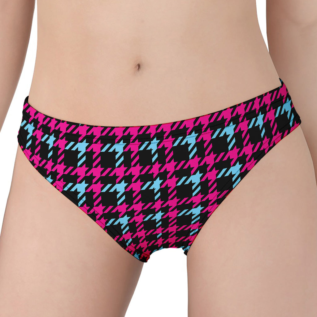 Blue Pink And Black Houndstooth Print Women's Panties